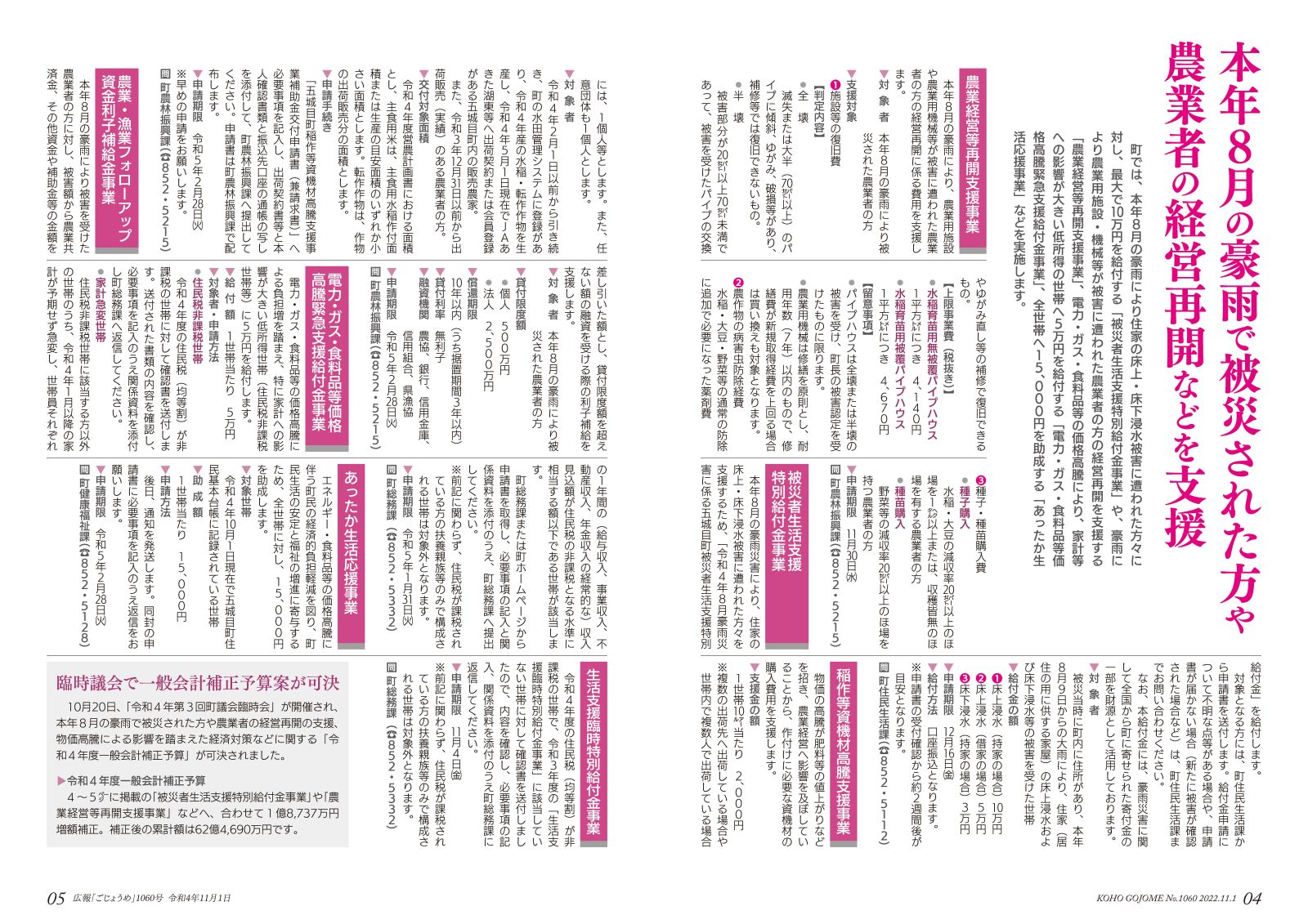 広報ごじょうめ令和4年11月号4-5ページ