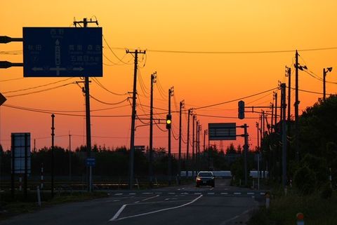 夕暮れの五城目町