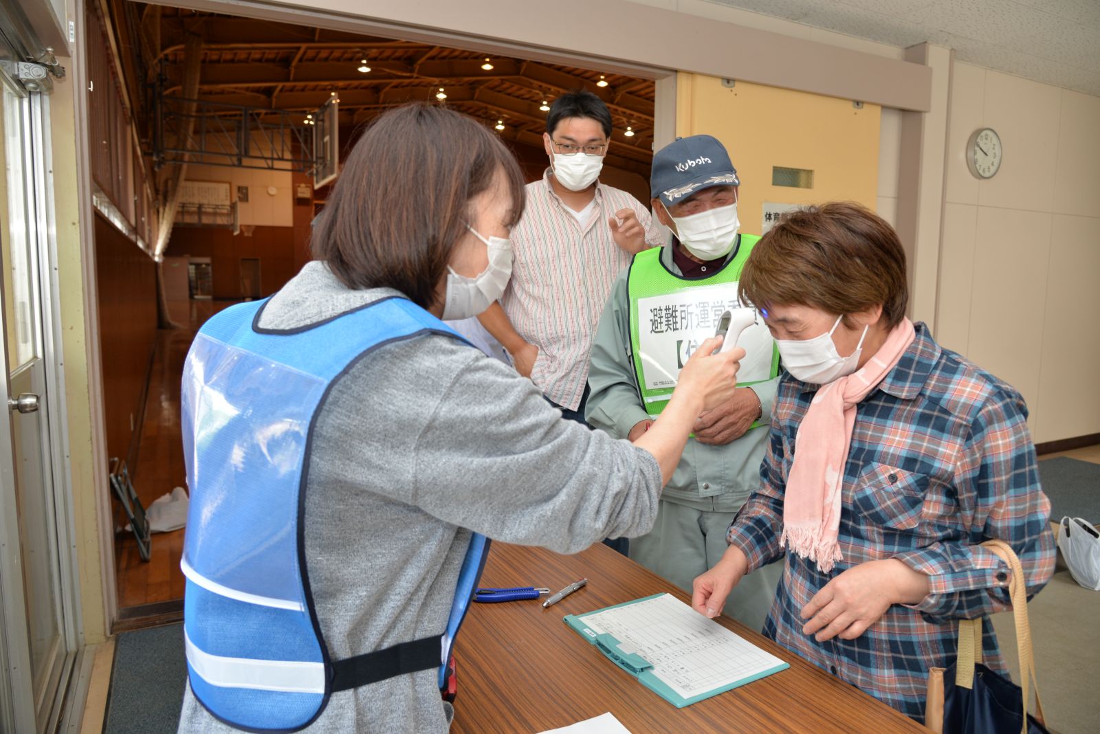 五城目高校での避難所開設訓練